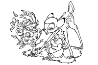 A coloring page of bambi
