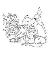 A coloring page of bambi