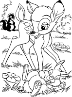 A coloring page of bambi