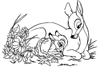 A coloring page of bambi