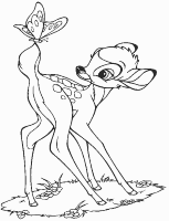 A coloring page of bambi