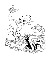 A coloring page of bambi