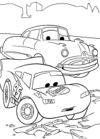 A coloring page of cars