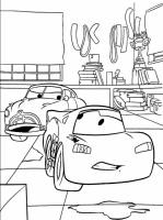 A coloring page of cars