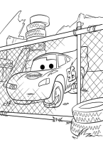 A coloring page of cars