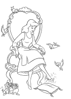 A coloring page of cinderella