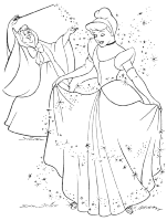 A coloring page of cinderella