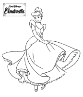 A coloring page of cinderella