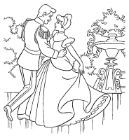 A coloring page of cinderella