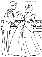 A coloring page of cinderella