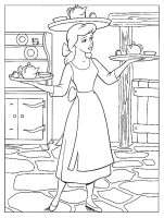 A coloring page of cinderella