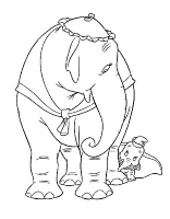 A coloring page of dumbo
