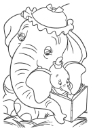 A coloring page of dumbo