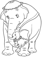 A coloring page of dumbo