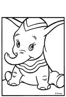 A coloring page of dumbo