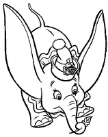 A coloring page of dumbo