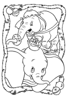 A coloring page of dumbo