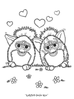 A coloring page of furby