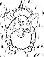 A coloring page of furby