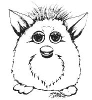 A coloring page of furby