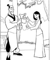 A coloring page of mulan