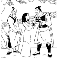 A coloring page of mulan