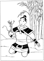 A coloring page of mulan
