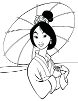 A coloring page of mulan