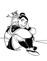 A coloring page of mulan