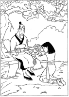 A coloring page of mulan
