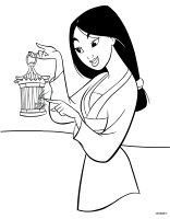 A coloring page of mulan