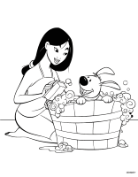 A coloring page of mulan