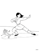 A coloring page of mulan