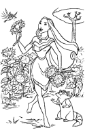 A coloring page of pocahontas