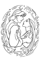 A coloring page of pocahontas