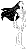 A coloring page of pocahontas