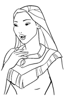 A coloring page of pocahontas