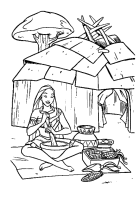 A coloring page of pocahontas