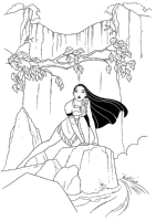 A coloring page of pocahontas