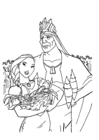 A coloring page of pocahontas