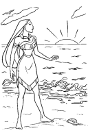 A coloring page of pocahontas