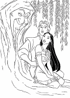 A coloring page of pocahontas