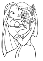 A coloring page of pocahontas