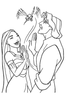 A coloring page of pocahontas