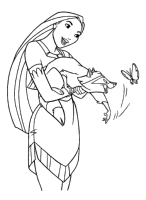 A coloring page of pocahontas