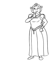 A coloring page of shrek