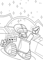 A coloring page of wall-e