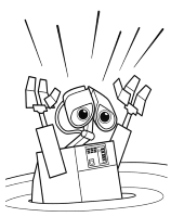 A coloring page of wall-e