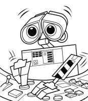 A coloring page of wall-e