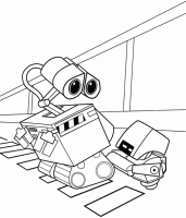 A coloring page of wall-e